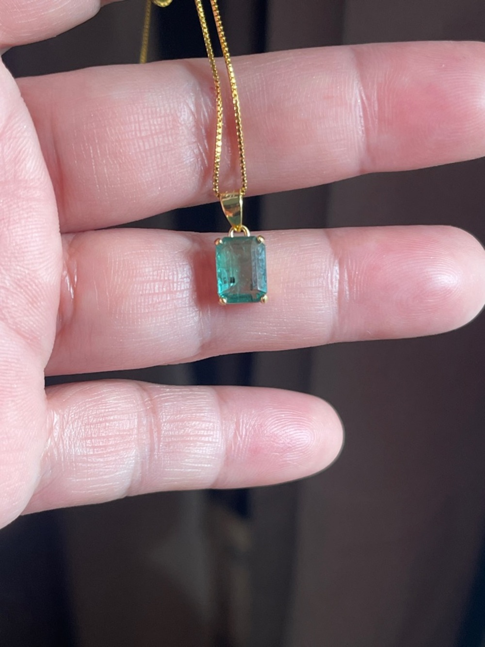 Certified Natural Zambian Minor Emerald Gemstone Pendant 18k GP 925 Silver - Picture 3 of 10